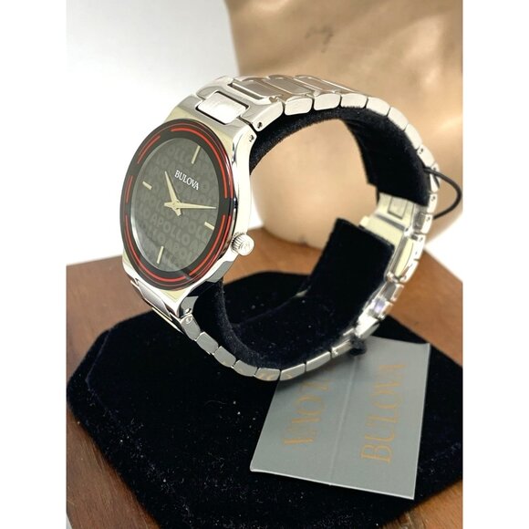 Bulova Women's Watch 96L309 Apollo Theater Quartz Black Dial Silver Steel 32mm - Picture 2 of 14